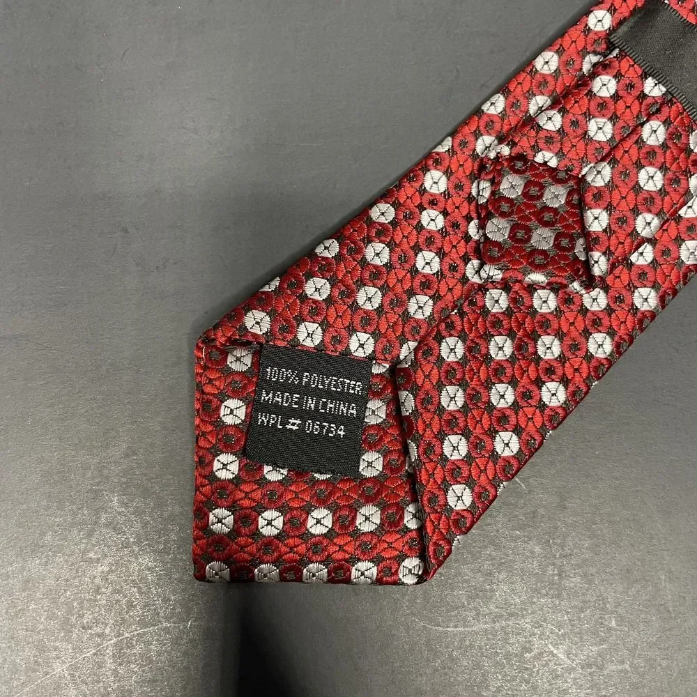 Boys Tie-Red Clip On Neck Tie‎-Red And White, 11 Inch long